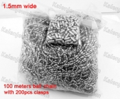 (Price for 100 meters with 200pcs clasps) 1.5mm Steel Bar Ball Chain KJN150546