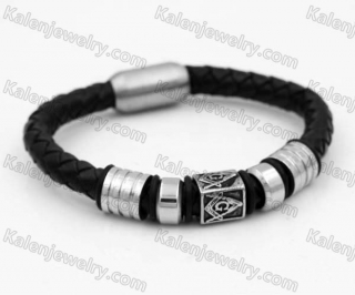 Stainless Steel Masonic Leather Bracelet KJB030163