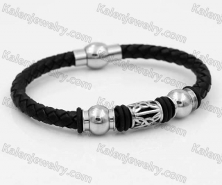 Stainless Steel Leather Bracelet KJB030177