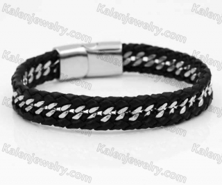 Stainless Steel Leather Bracelet KJB030184