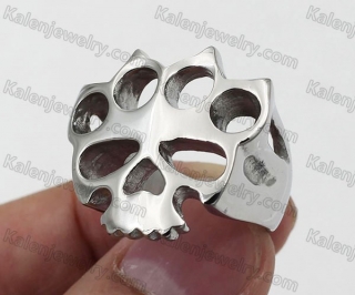 Steel Skull Iron Four Fingers Ring KJR330223