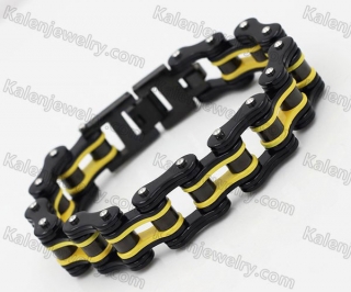 Stainless Steel Black / Yellow Motorcycle Chain Bracelet KJB710129