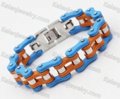 Stainless Steel Blue / Orange Motorcycle Chain Bracelet KJB710130
