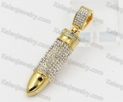 Overlay Stones Gold plating Steel Bullet Pendant KJP260062