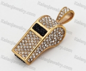 Gold Plating Steel Overlay Stones Whistle Pendant KJP1050027