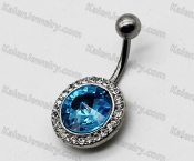 Steel Belly Button Ring with Blue Stone KJBB86-0040
