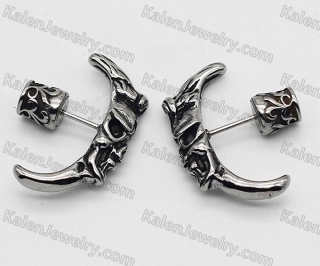 steel skull stud earrings KJE69-0194