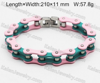 pink and green motorcycle chain bracelet KJB10-0369