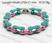 green and pink motorcycle chain bracelet KJB10-0370