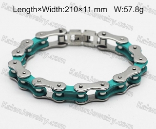 green and silver color motorcycle chain bracelet KJB10-0372