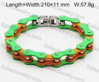green and orange motorcycle chain bracelet KJB10-0373