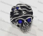 blue stone eyes skull ring KJR120-0038