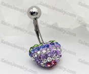 Overlay stones Heart Steel Belly Button Ring KJBB86-0069
