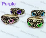 gold plating purple eyes owl ring KJR127-0165