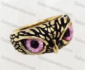 gold plating pink eyes owl ring KJR127-0164