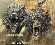 steel color wolf pendant KJP128-0005