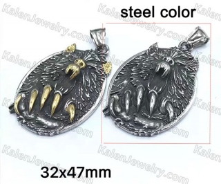steel color wolf pendant KJP128-0017