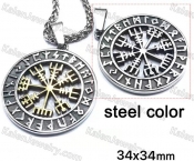 steel color nautical compass pendant KJP128-0041