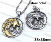 steel color wolf pendant KJP128-0068