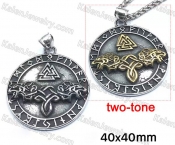 two-tone Wolf Totem Odin triangle pendant KJP128-0079