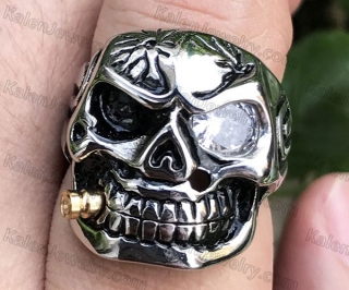 skull ring with gold plating cigar KJRA00018